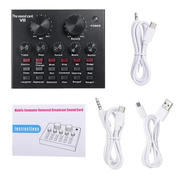 

Multifunctional Live Sound Card Intelligent Volume Adjustable Audio Mixer Sound Card for Computer PC Live Sound with Microphone