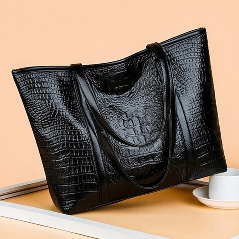 Hot Sale Women's Bag Largecapacity Crocodile Pattern Handbag 2021 New