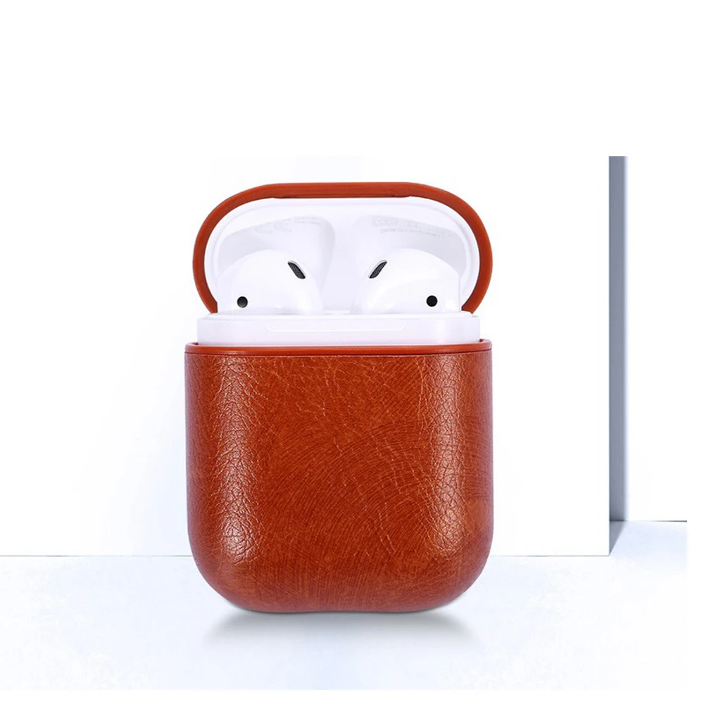 Новинка для Airpods 1 2 Bluetooth беспроводная гарнитура бизнес из искусственной кожи коробка для наушников Жесткий PC Air Pods 2 зарядный чехол Крышка корпуса