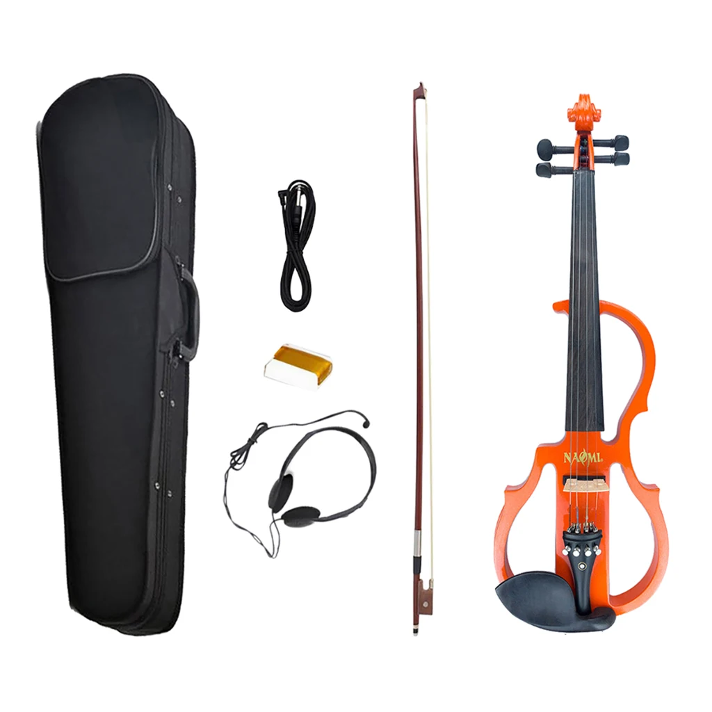 NAOMI оранжевый деревянный Электрический Скрипка 4/4 профессиональный звук w/лук кабель