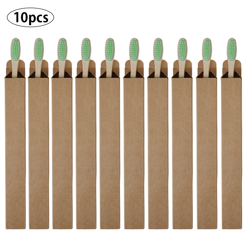 10 упаковок зубная щетка из натурального бамбука мягкая щетина-дружественная деревянная бамбуковая зубная щетка с чехол для ухода за полостью рта для взрослых индивидуальный логотип - Цвет: F
