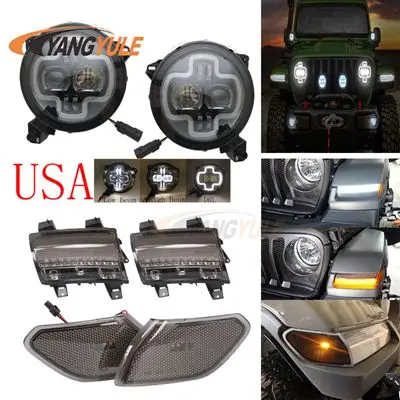 Светодиодный фонарь для Jeep Wrangler JL фара+ сигнальная фара+ указатели поворота - Цвет: LIGHT   SET   USA