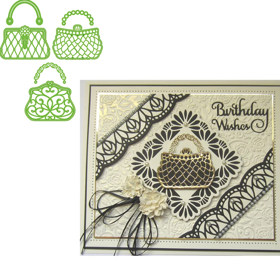 

Stylish Ladies Handbags Popular Graceful Patterns Hollow Metal Cutting Dies Scrapbooking Album Paper DIY Cards Crafts New 2019