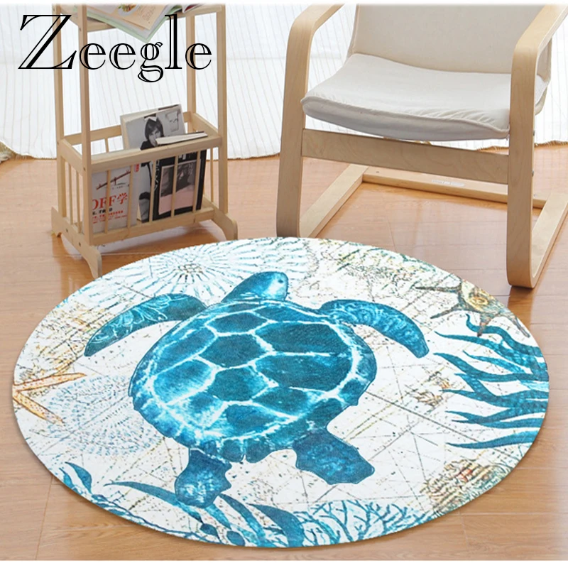Zeegle Round Carpet Bedroom Rug Non-slip Living Room Carpet Bath Mat Kids Room Rug Absorbent Hallway Rug Washable Foot Mat
