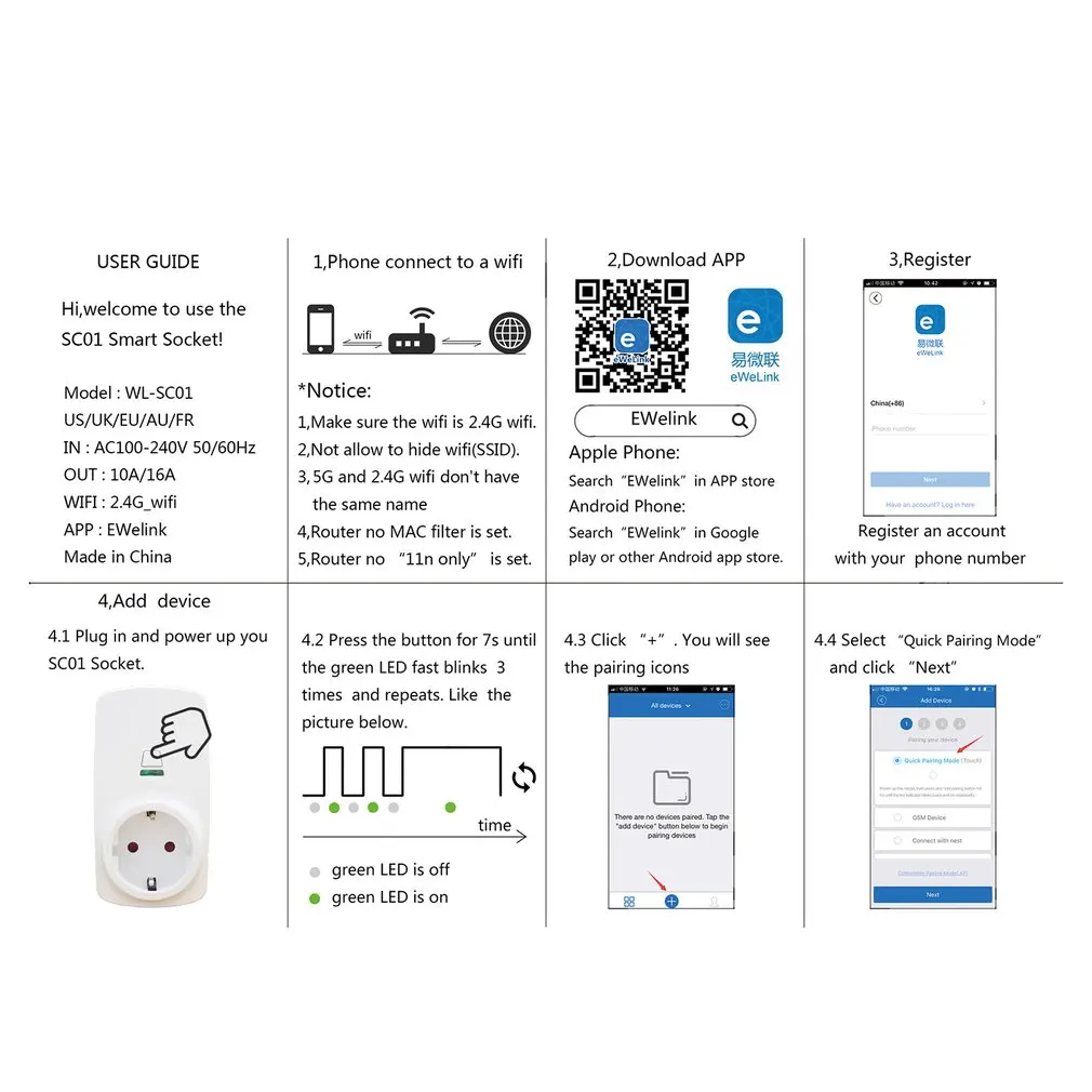 16A Wifi Wireless Smart Socket Smart Plug Wifi Outlet for Tianmao Genie for Alexa for Google Home for IFTTT EWelink