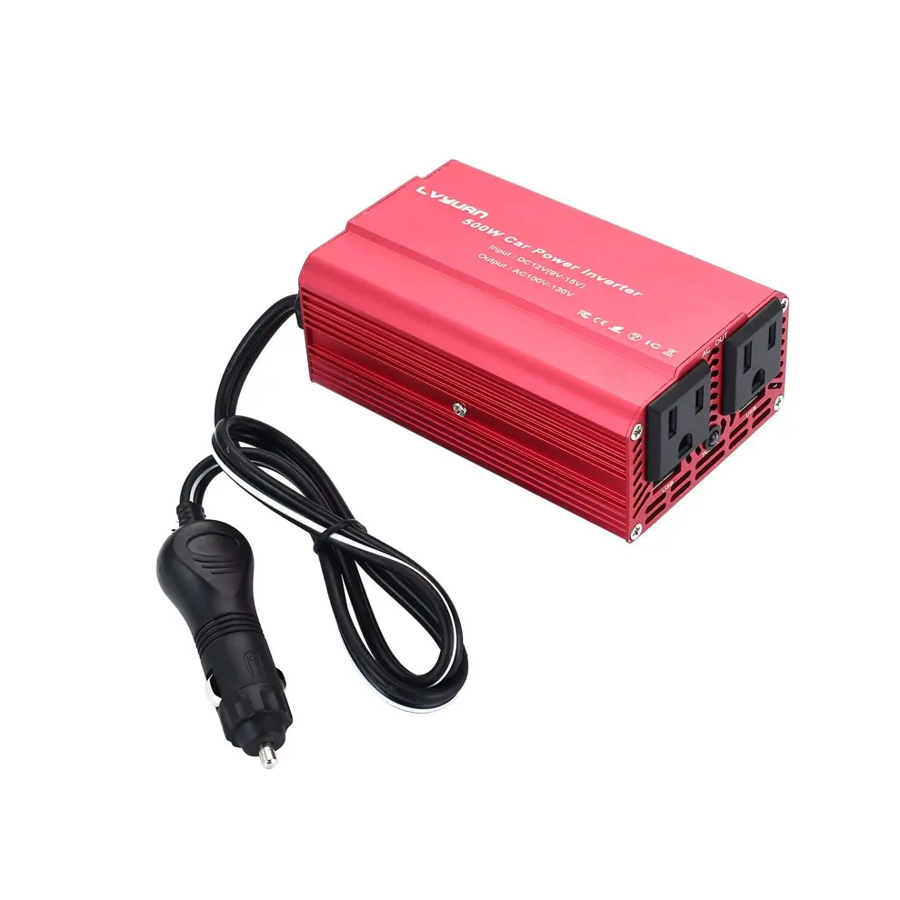 500W Преобразователь мощности DC 12V в AC 100-130V Автомобильное зарядное устройство с 4.2A 2 usb порта Автомобильный адаптер питания-красный
