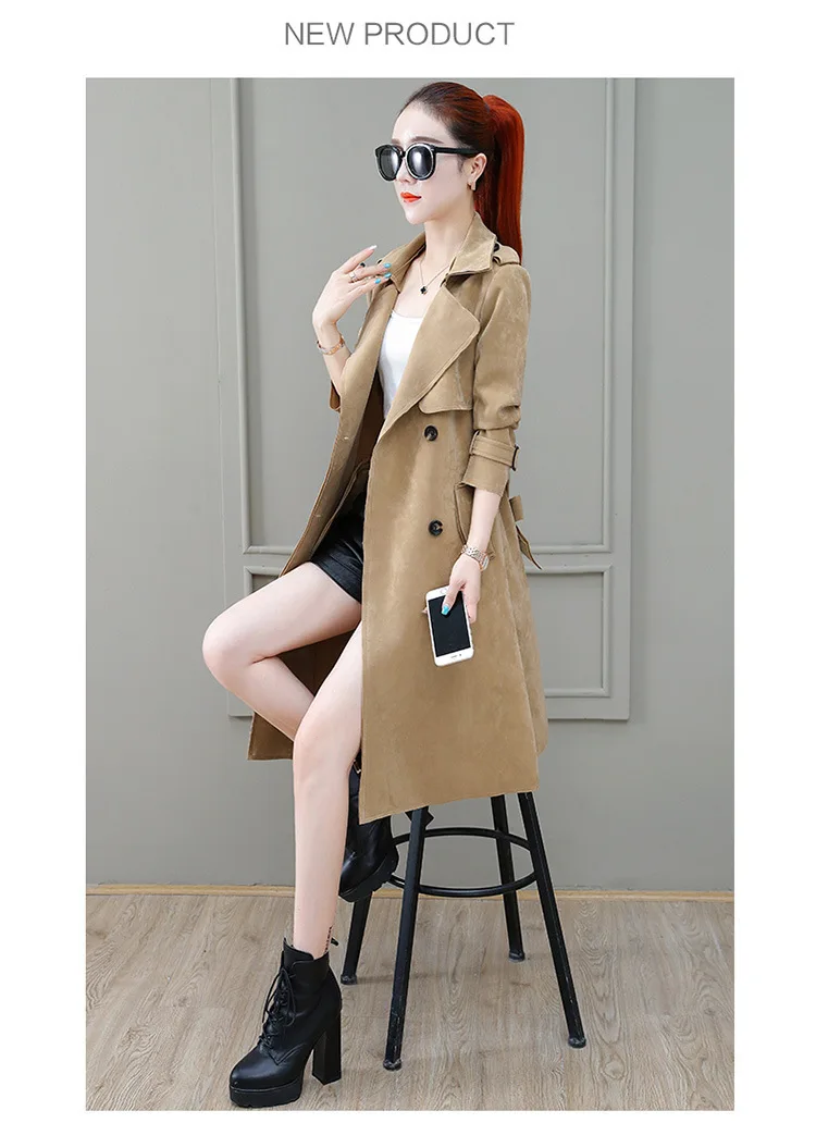 A6819169 женское платье-стиль элегантный Тренч Осень стиль корейский стиль тонкий крой отложной Воротник Талия обнимает