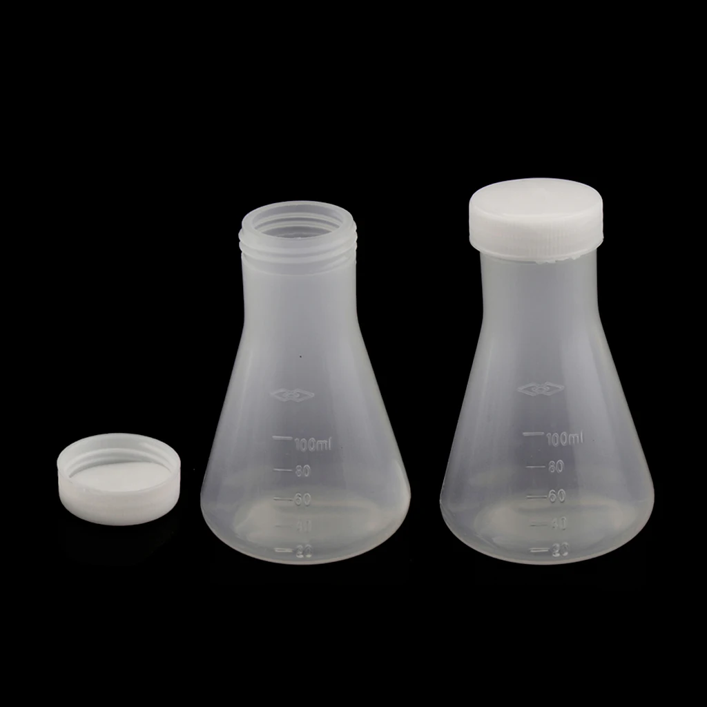 2 Piece 100ml Laboratory Thickened Plastic Conical Flask Erlenmeyer with Cap 2 Piece 100ml Laboratory Thickened Plastic Conical Flask Erlenmeyer with Cap
