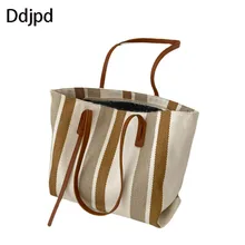 

Ddjpd Luxury Design Ladies Canvas Bag Simple Large Shoulder Bag Shopping Beach Bag Ladies Fashion Handbag Casual Tote Bag