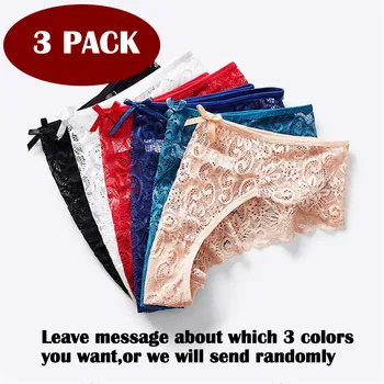 

3PCS/Sets Women Underwear Briefs Sexy Lingerie Lace Transparent Sexy Panties Femme Seamless Slip Homme Underpants Sleepwear