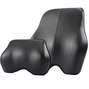 

Real Leather Fashion Car Seat Cushion Seat Support Lumbar Back Pain Pillow Auto Pillow Spine Protection