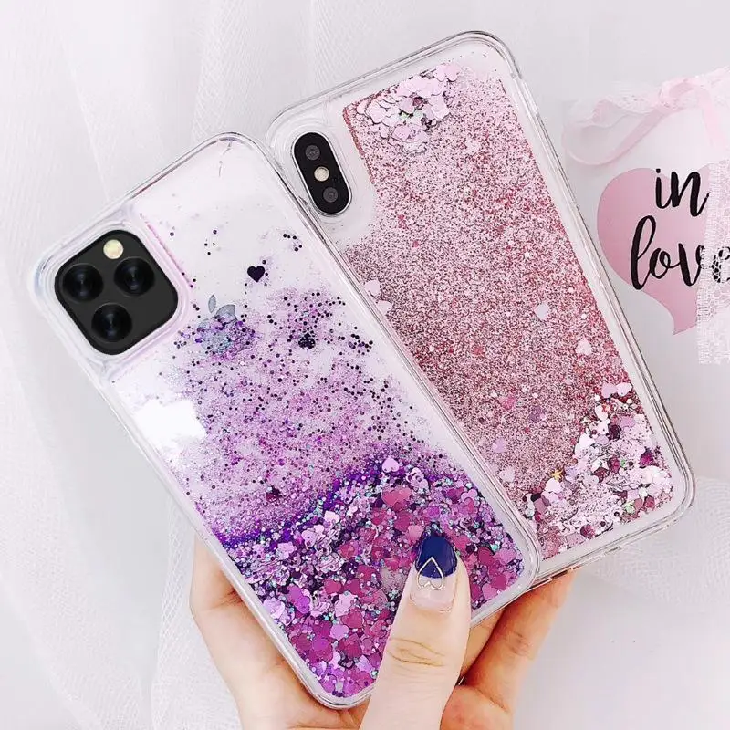 Glitter Liquid Phone Case For Apple iPhone X XR 11 Pro XS Max 8 7 6S 6 Plus 5 5S SE Cover Love Star Shining Clear Cute | Мобильные