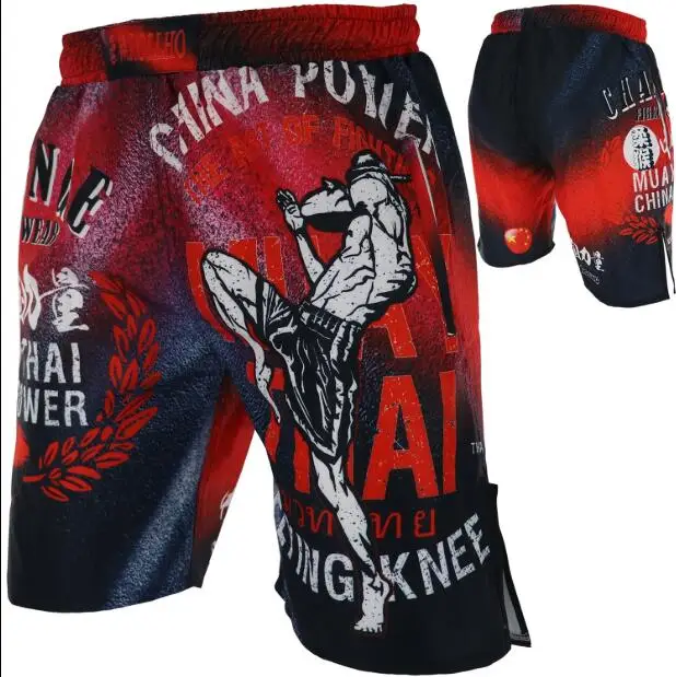 Red Летние мужские шорты, мужские быстросохнущие шорты, MMA, тренировки по борьбе, фитнес, Sanda Jiu Jitsu, дрессировка, тренировки по борьбе шорты из полиэстера - Цвет: Red