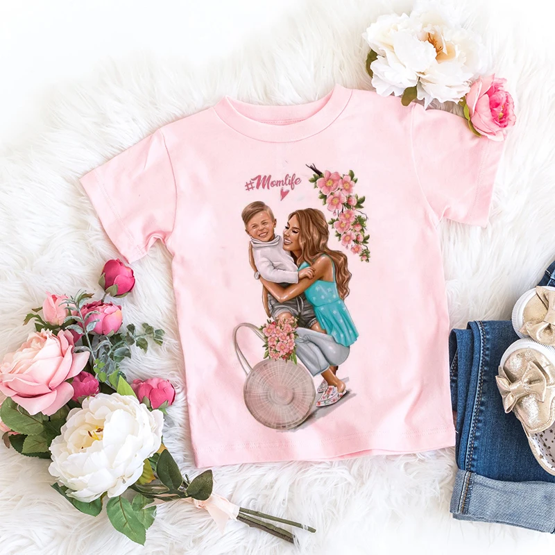 Summer Fashion Super Mom Baby Girl Tshirt Fashion Boys T Shirts Mother And Baby Life Life Lovely Printing Kawaii Kids T Shirt