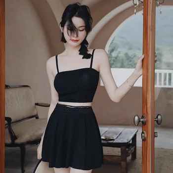 

Swimming Costume Bathing Suit 2019 Swimsuit For Surfing Rashguard Female Sports Indoor New Solid Color Suspender Swimsuits With