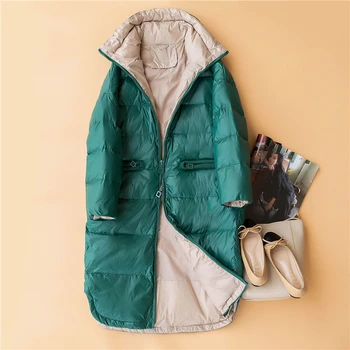 

2019 New Winter Ultra Light Duck Down Jacket Women Slim Down Long Coat Parkas Female Warm Parkas Snow Outerwear пуховик женский