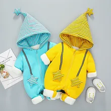 Детский зимний комбинезон для девочек и мальчиков; зимний комбинезон для малышей и детей постарше в полоску и со звездами зимний теплый комбинезон, спортивный костюм пальто с капюшоном верхняя одежда для детей зимнее пальто для мальчиков; для малышей