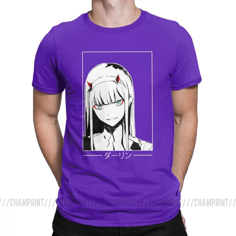 Крутая футболка Zero Two Darling In The Franxx Movie, футболка для мужчин, хлопок, футболки смешного размера плюс, топы, Новое поступление одежда - Цвет: Фиолетовый