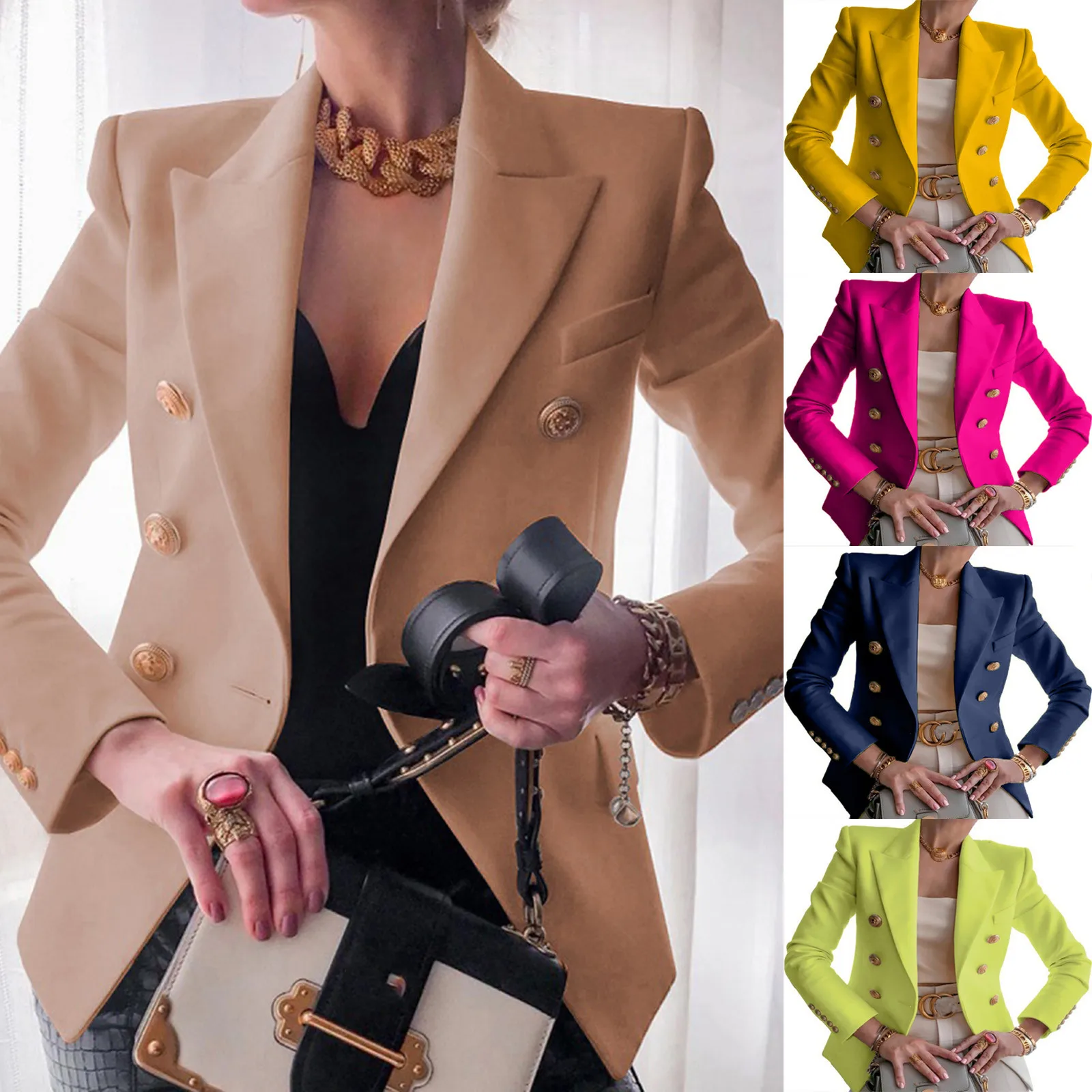 Suit Coat Women's Jacket Fashion Long Sleeve Loose Casual Solid Office Lady Single-breasted Elegant Cardigan Tops | Женская одежда