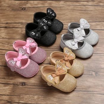 

0-18Months Toddler Infant Girl Sequin Crib Shoes Newborn Baby Bowknot Soft Sole Prewalker Sneakers