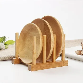 

Houten Plaat Afvoer Rack Pot Deksel Schotel Kom Kop Display Houder Boek Opslag Plank Keuken Organizer Storage Holders & Racks
