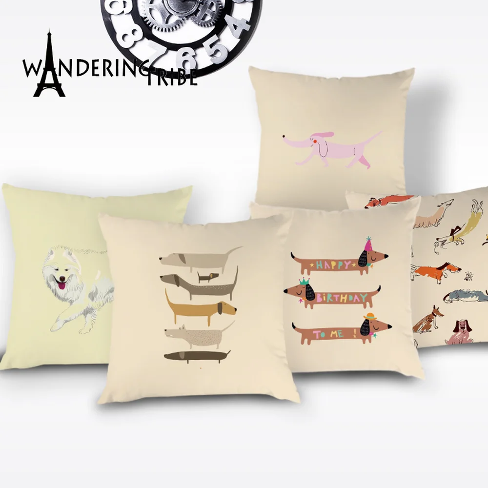 

Cute Dachshund Dog Cushion Cover Cute Animal Throw Pillow Case 45x45 High Quality Bed Chair Dog Children Pillows Covers Kissen