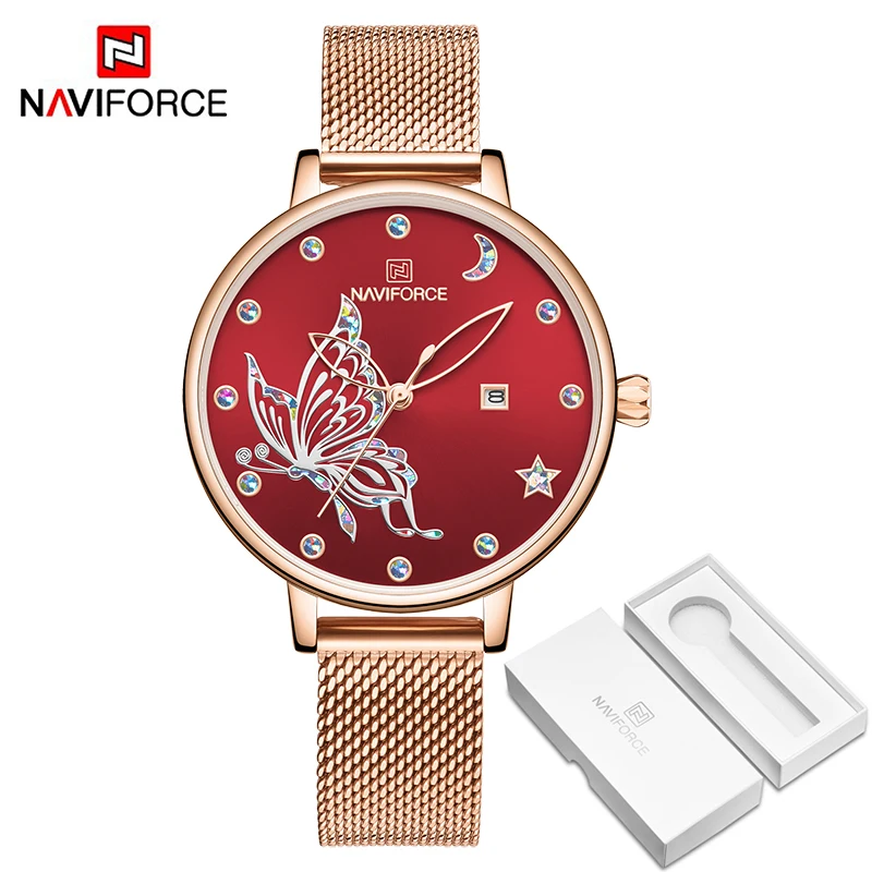 RGR BOX NAVIFORCE Роскошные Брендовые женские часы модные повседневные Кварцевые женские наручные часы со стальным ремешком водонепроницаемые часы Relogio Feminino - Цвет: RGR BOX