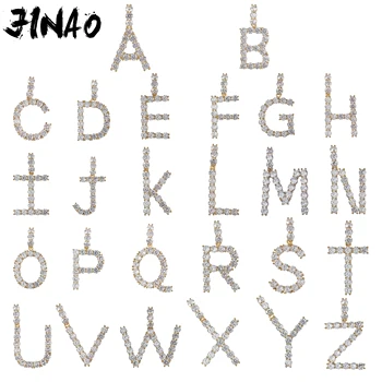 

JINAO NEW Cubic Zirconia Letters A-Z Pendant Necklace for Men/Women Gold Silver Color Hip Hop Charm jewelry