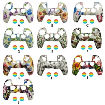 

Bevigac Graffiti Print Silicone Case Cover Skin Sleeve with 2PCS Thumbstick Caps for Sony PlayStation 5 PS5 Controller