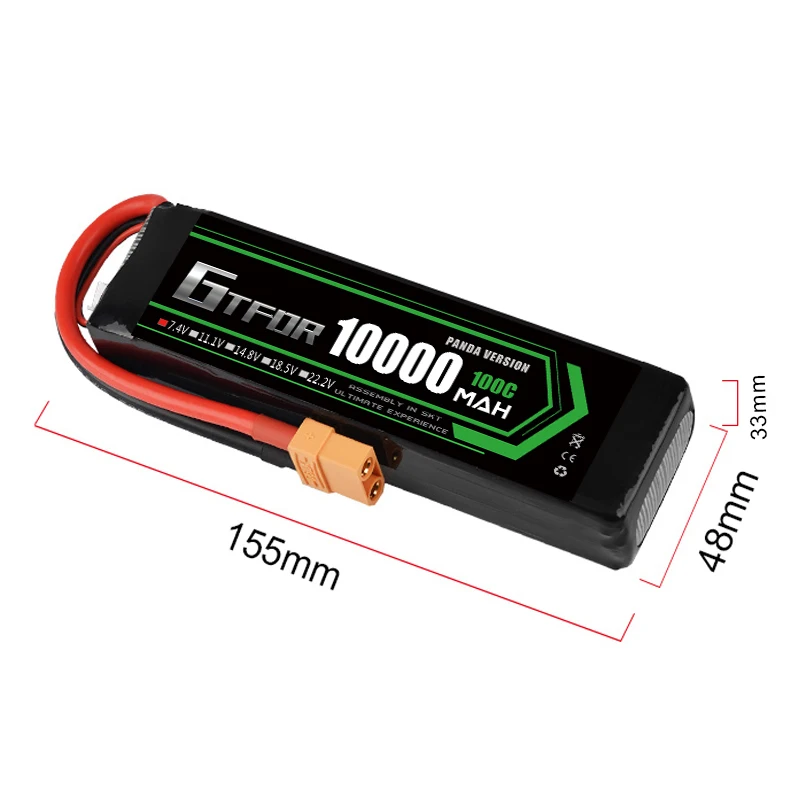 GTFDR 2 шт. Литий Полимерный Аккумулятор 7 4 в 10000 мАч lipo 2S 100C для радиоуправляемой