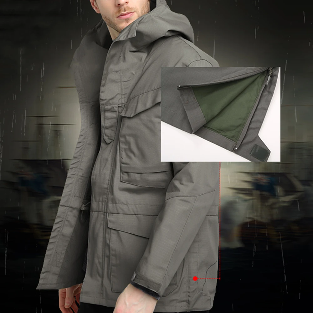 WENYUJH Осенняя мужская тактическая куртка с капюшоном, одноцветная верхняя одежда, военная ветрозащитная куртка, Мужская водонепроницаемая ветровка, пальто
