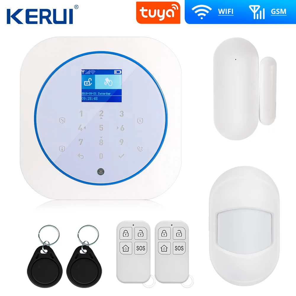 KERUI G12 Tuya App GSM wifi сигнализация Полная сенсорная RFID карта панель домашняя охранная сигнализация хост беспроводное приложение управление - Цвет: Лаванда