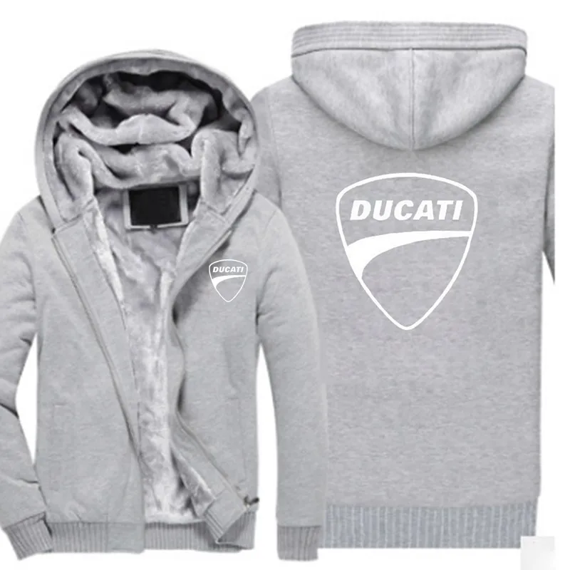 Новая зимняя куртка Ducati с принтом логотипа автомобиля плюс бархатная стеганая куртка на молнии теплая Толстовка Повседневная модная спортивная Harajuku мужская хлопковая