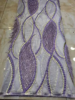 

Latest Nigerian Lace Fabrics 2020 High Quality Purple Sequins Lace Fabric African Net 3D Lace French Sequins Lace Fabric