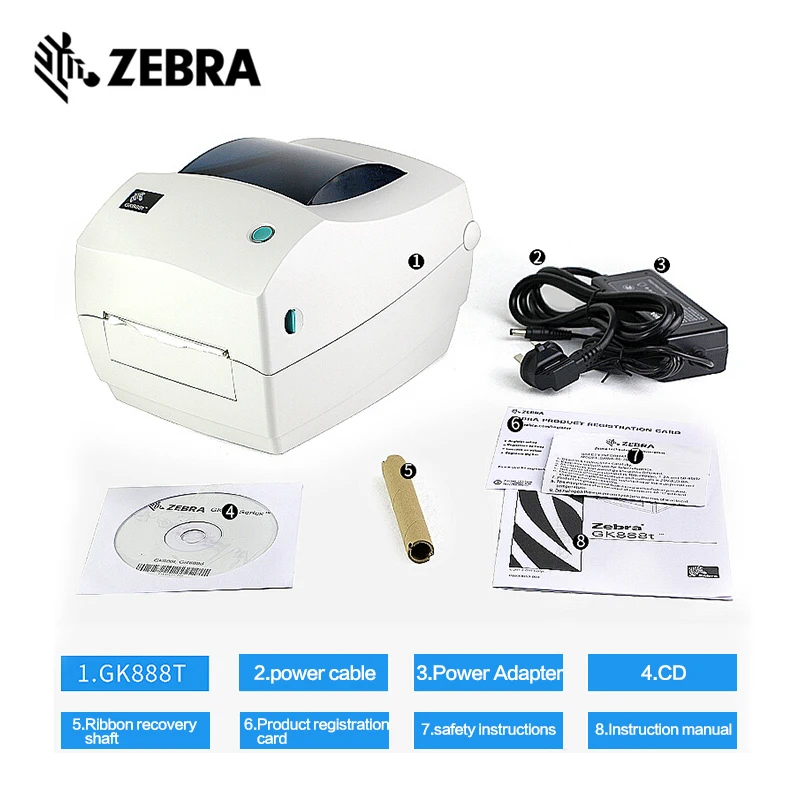 Принтер штрих кода Zebra GK888T 203 точек/дюйм|Принтеры| |
