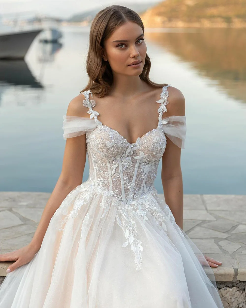 SoDigne Beach Wedding Dress Sweetheart Lace Appliques Off Shoulder Corset Princess Bridal Dress Wedding Gown Custom Made