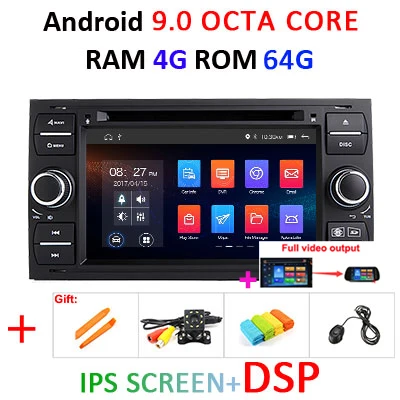 4 г 64 г 8 ядерный автомобильный DVD мультимедийный плеер Android 9 2 DIN gps Авторадио для Ford/Mondeo/Focus/Transit/C-MAX/S-MAX/Fiesta wifi DSP - Цвет: B 4G64G IPS DSP FULL