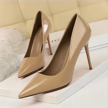 

Fashion Office Work Pumps Women Shoes Elegant Heeled women Stiletto Party Pointed Toe Patent Leather Thin Heels Shoes