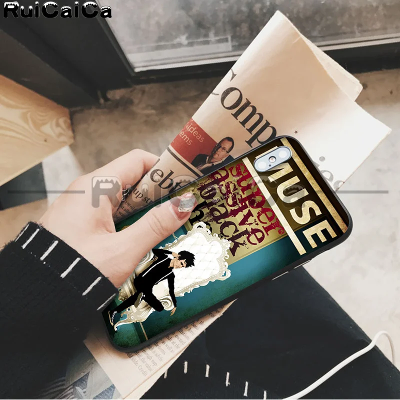 RuiCaiCa Muse Band мягкий резиновый черный чехол для iPhone X XS MAX 6 6S 7 7plus 8 8Plus 5 5S XR - Цвет: A6