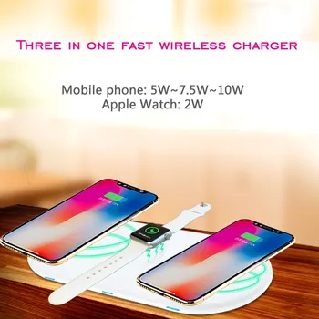 

New 3 in 1 Wireless QI Charger Pad US plug For IPhone X 8 Plus Samsung S8 edge S9 Plus For Watch Mobile Charger
