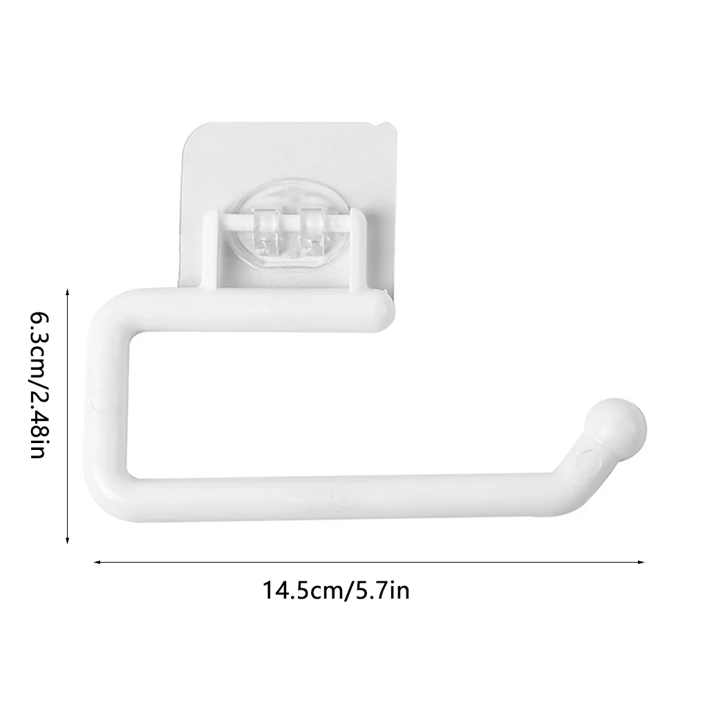 Kitchen Paper Holder Self-adhesive Rack Household Punch-free Bathroom 180 Degree Hanging Tissue Roll Shelf White