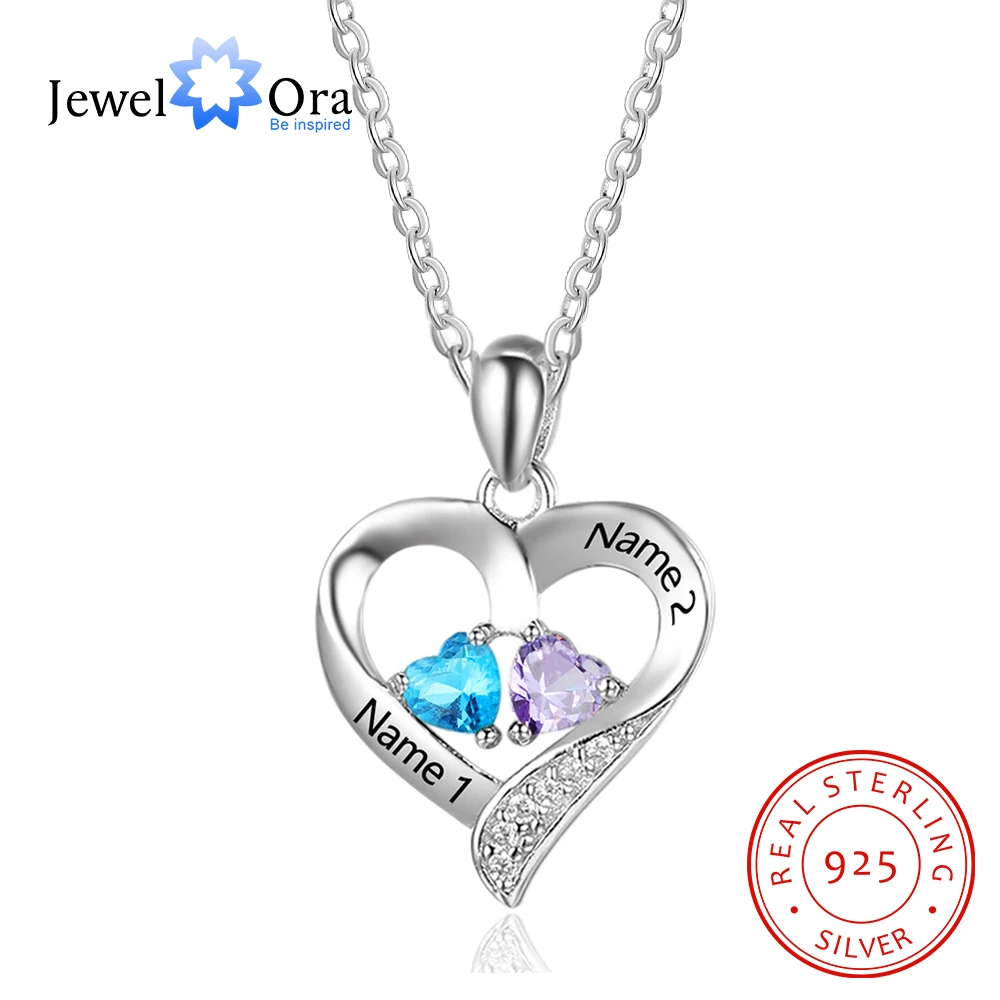 Personalized 925 Sterling Silver Diamond Necklace Engraved Name Woman Necklace