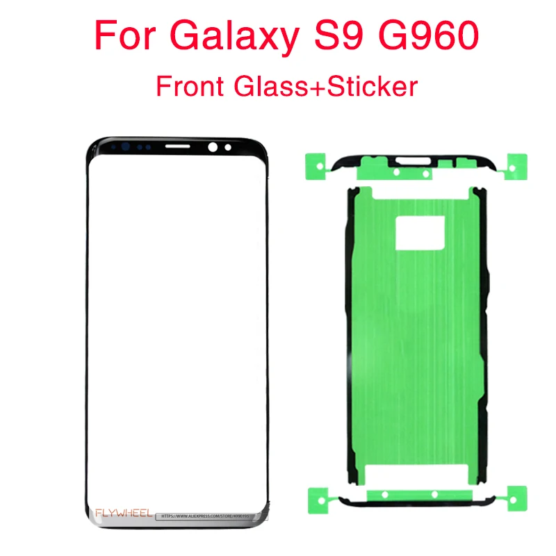 1 шт. экран Сенсорная панель Замена для samsung Galaxy S8 S9 S10 Plus G950F G960 G965 передняя внешняя стеклянная линза с наклейкой+ инструмент - Цвет: S9 Sticker