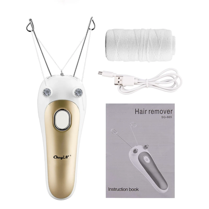 Ckeyin eléctrico utensilio para eliminar el vello Facial mujer la pierna, cuerpo, Cara de hilo de algodón de depiladora máquina Mini de las mujeres de la máquina de la belleza 50