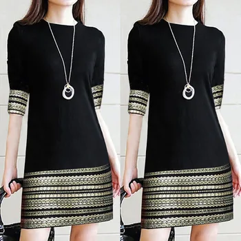 

Dress Women платье Vintage Black Autumn Winter Fashion Casual Vintage Elegant Splice Easy Mini Dress Wholesale Free Ship Z4