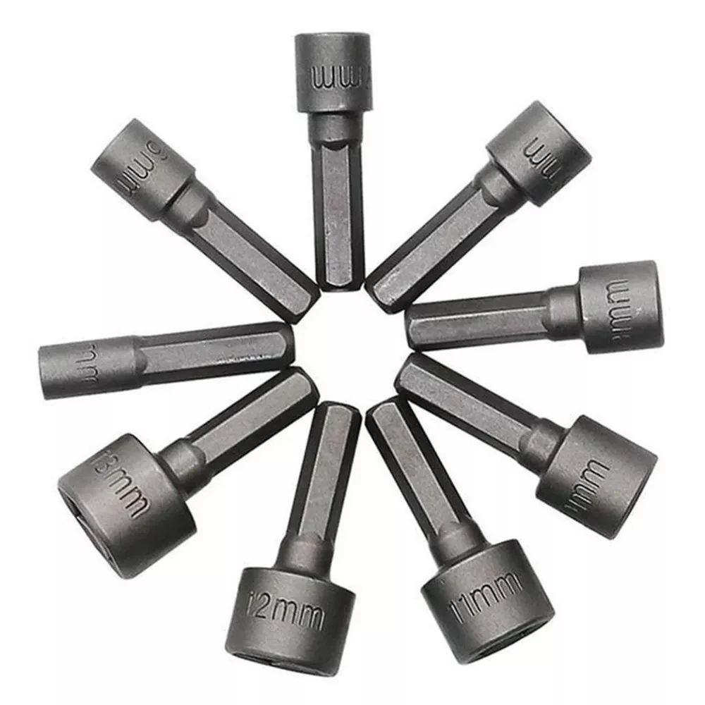 Socket Wrench Power Drill Bit Nut Driver Set 1/4'' Shank Hex Screw Socket Adapter Sleeve Nozzles Kit 5-13mm Hand Tools 5