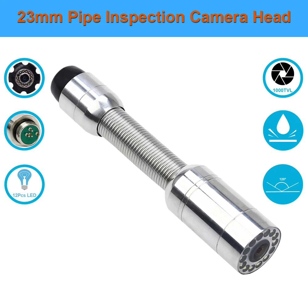 

23mm Endoscope Camera Head With 12Pcs LEDS Lights Industrial Drain Pipe Sewer Wall Pipeline Inspection Replace Camera