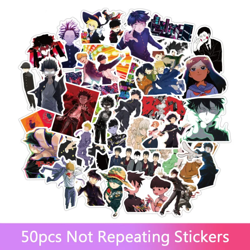 

50Pcs/set Mob Psycho 100 Mobu Saiko Hyaku Cartoon Anime Stickers For DIY TOY Scrapbook Skateboard Snowboard Laptop Stickers toys