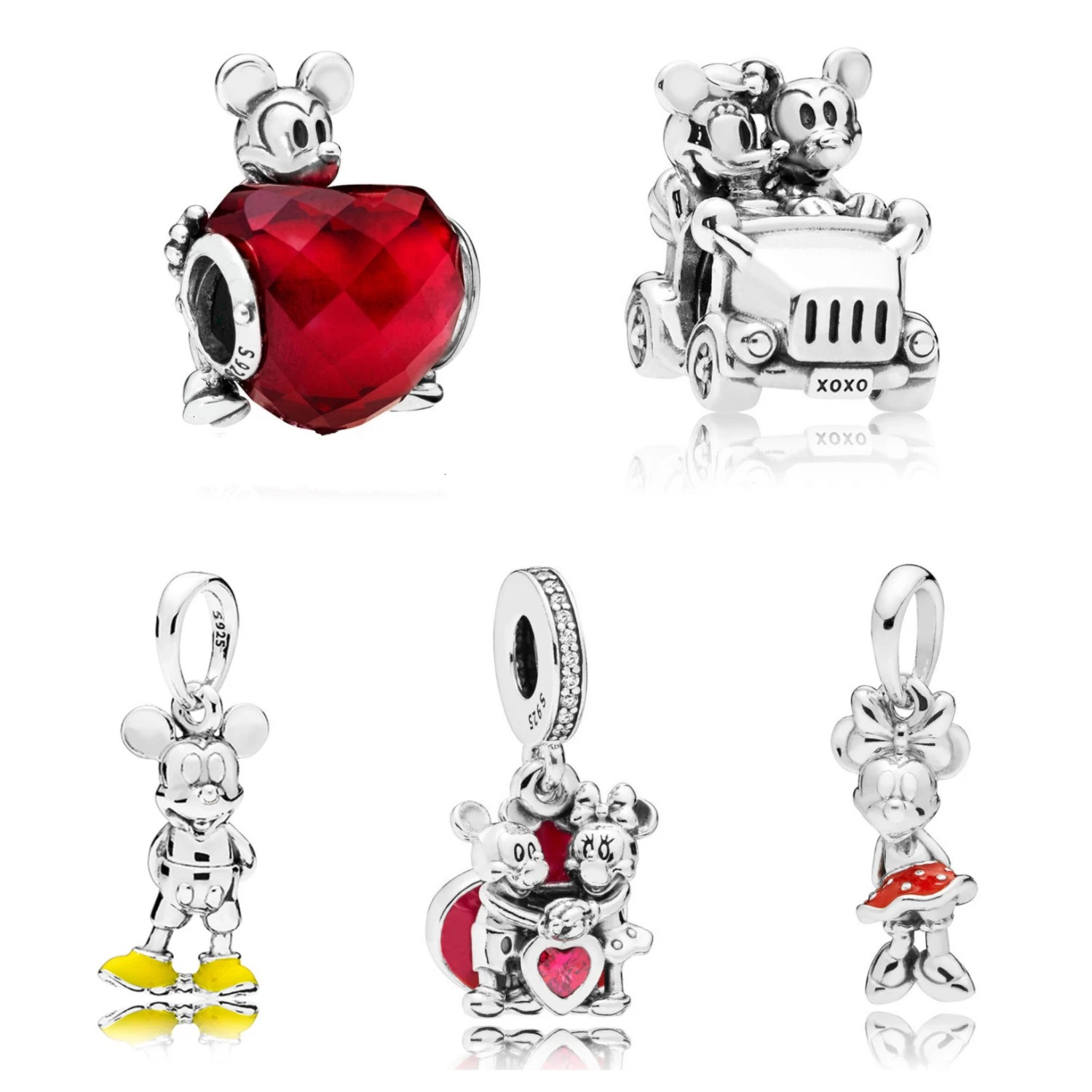 

Authentic 925 Sterling Silver Cartoon Mickey Minnie Cute Romantic Love Charm Bead Fit Original Europe Dangle Bracelet
