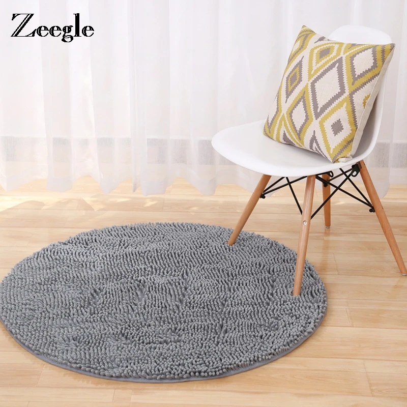 Zeegle сплошной плюшевый синель круглый ковер для гостиной противоскользящие ковры для детской спальни детские игровые коврики компьютерное кресло коврики